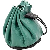Medieval Drawstring Waist Pouch Viking Leather Pouch with 100% Suede Renaissance Cosplay Accessory for Medieval Events, LARP, SCA, Reenactment, Renfair - Green