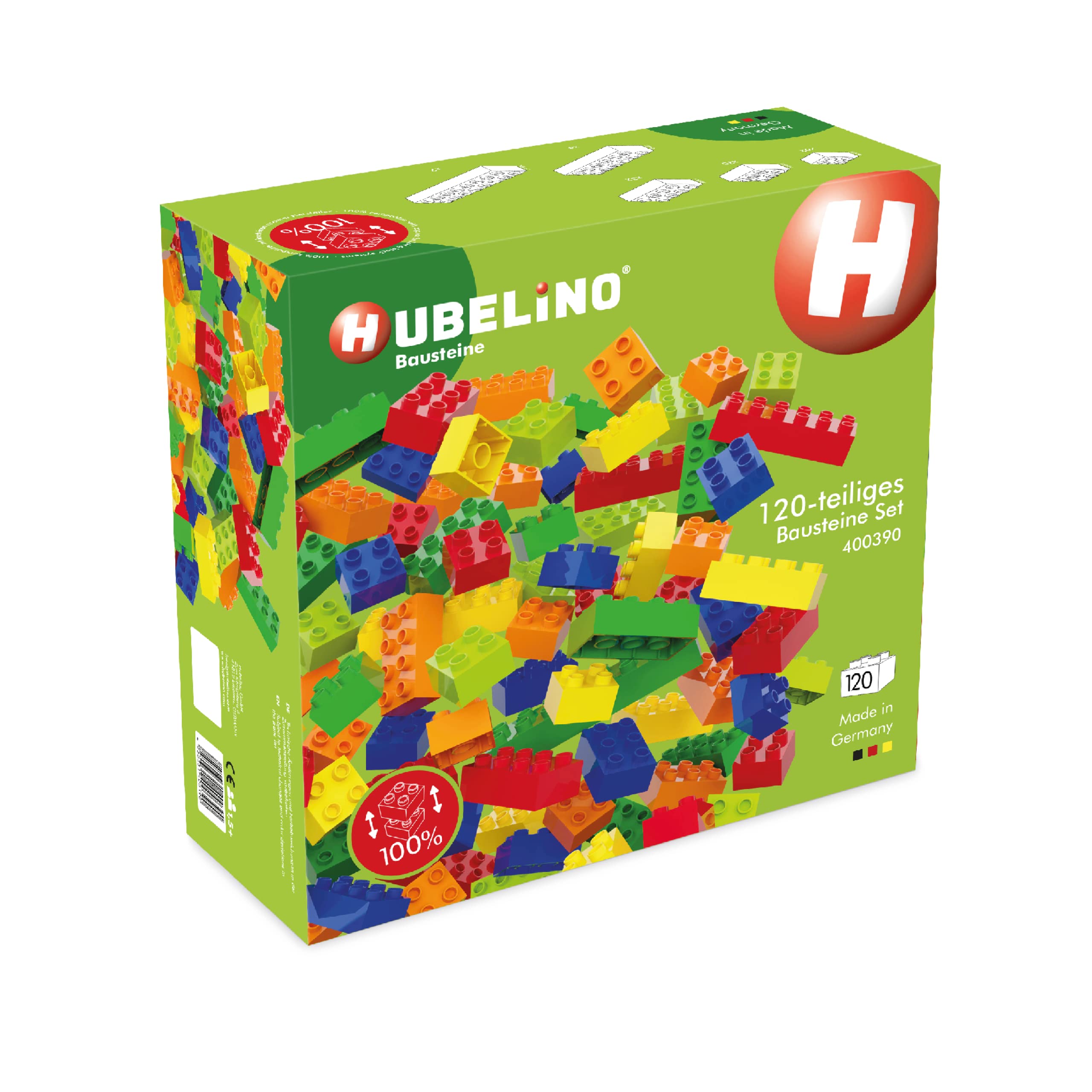 Hubelino #400390 120-Piece Building Blocks Set, Compatible with Large Building Blocks from Other Manufacturers, Made in Germany