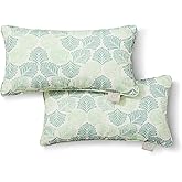 Martha Stewart Modern Banana Leaves Indoor Outdoor Decorative Lumbar Pillow 2-Pack Set, UV Fade Resistant, Water Repellent, P