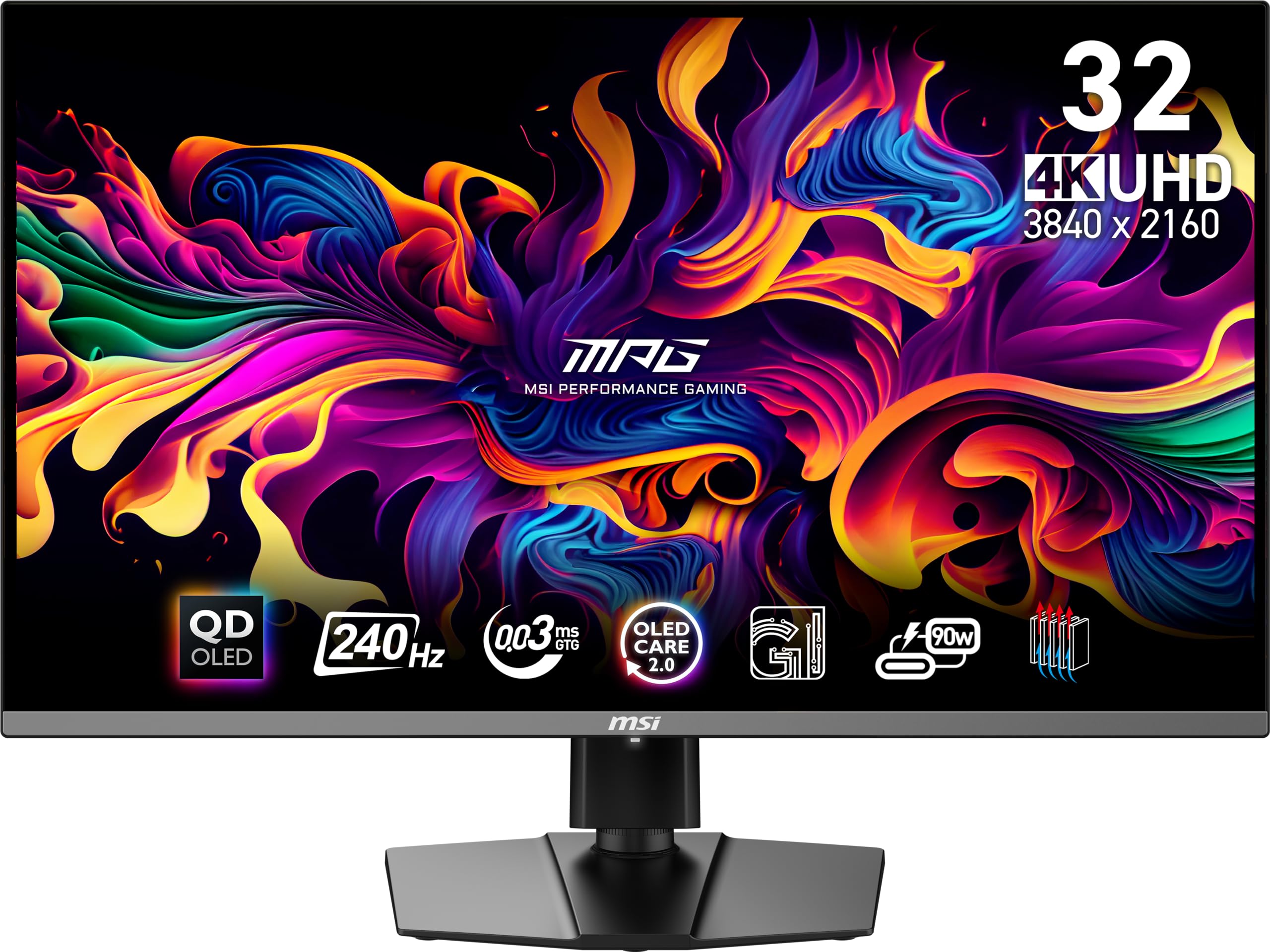 MSI MPG 321URX QD-OLED Gaming Monitor 31,5 Zoll 4K UHD – Quantum Dot OLED 3840 x 2160, 240 Hz / 0,03 ms, 99% DCI-P3, ΔE≤2, DisplayHDR True Black 400, KVM, RGB - DP 1.4a, HDMI 2.1, USB Type-C