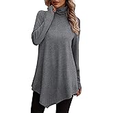 JUSTFASHIONNOW Turtle Neck Shirts for Women Long Sleeve Tunic Tops to Wear with Leggings Dressy Casual Fall Clothes 2025
