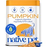 Native Pet Pumpkin for Dogs - Organic Dog Food Topper Powder - Promotes Firm Stools, Supports Digestive, Bowel Health &amp; Nutrient Absorption - USDA Organic, Rich in Fiber with Real Pumpkin - 30 Scoops