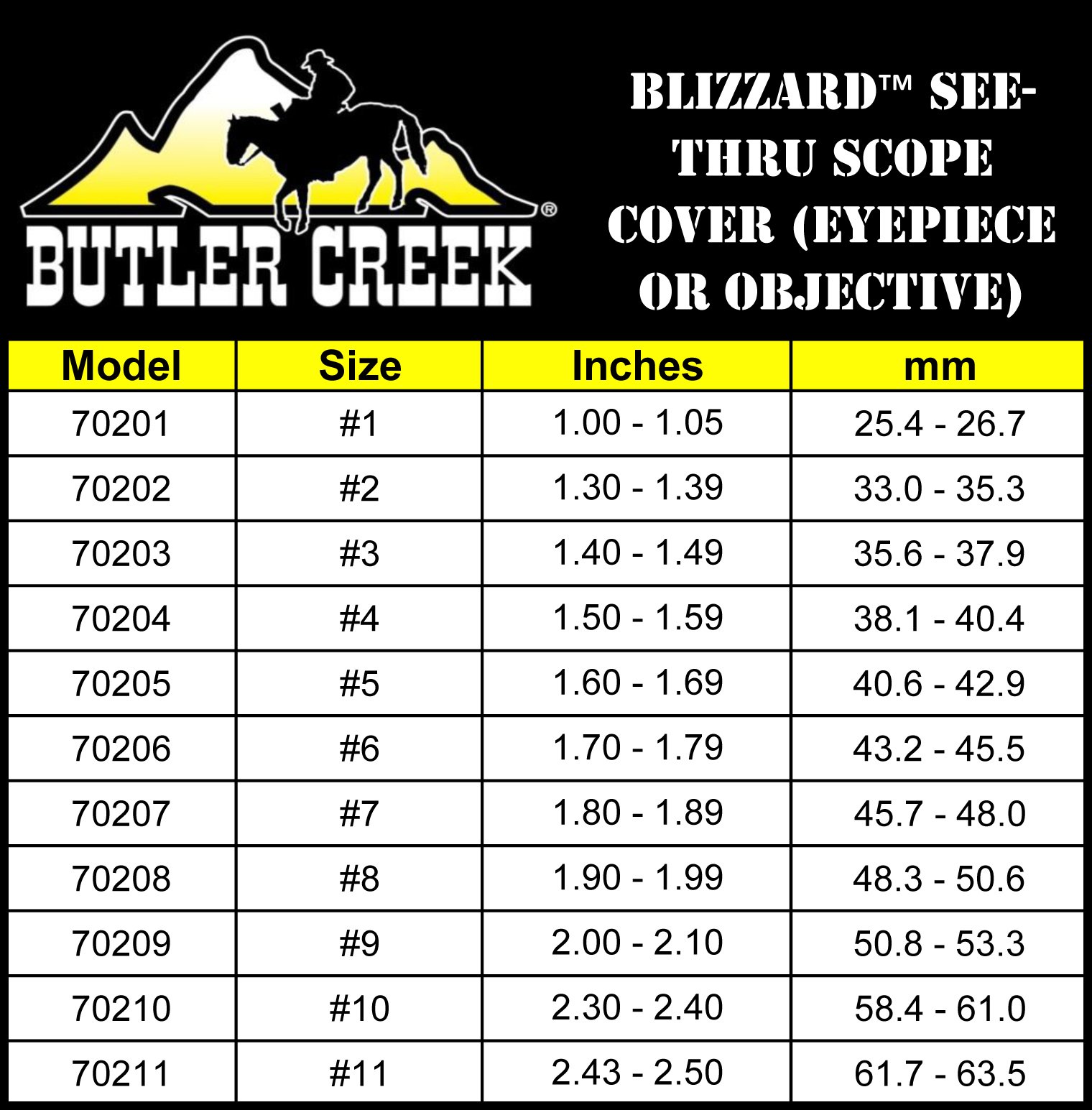 Butler Creek Blizzard 6 Scope Cover, Black