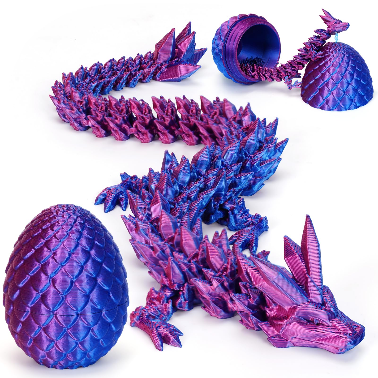 Magnetic Dragon Egg, 3D Printed Fidget Toy for Home Decor Fridge Magnets (Blue purple)