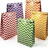 15-Pack Gift Bags with Clear Stickers - Multi-Color Wave Pot Paper Party Favor Bags for Goodies - 8.6" x 5.5'' Candy Treat Pouches for Birthday, Wedding, Baby Shower, Christmas & New Year Gifts