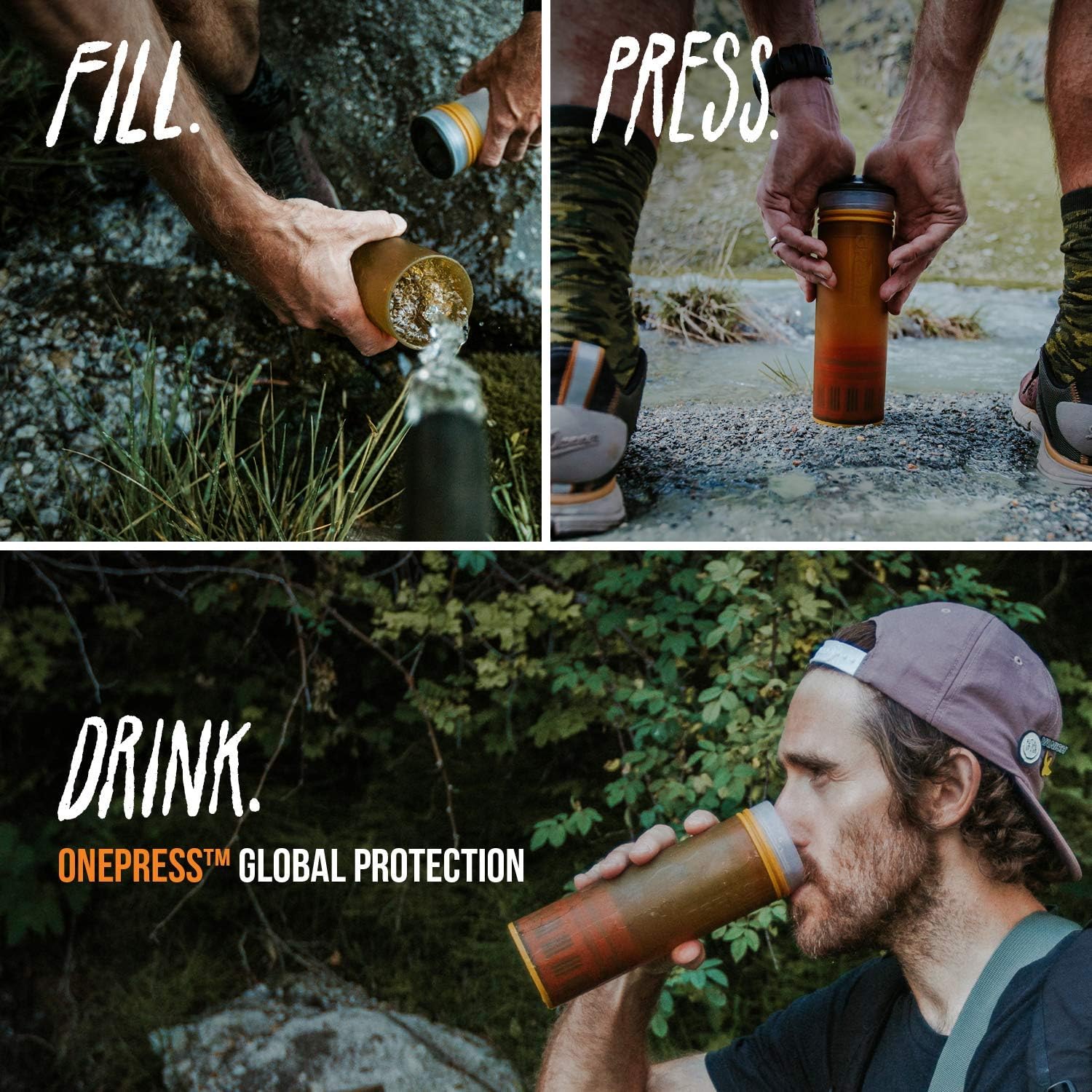 GRAYL Ultralight Water Purifier [+ Filter] Bottle (Coyote Amber) : Sports & Outdoors