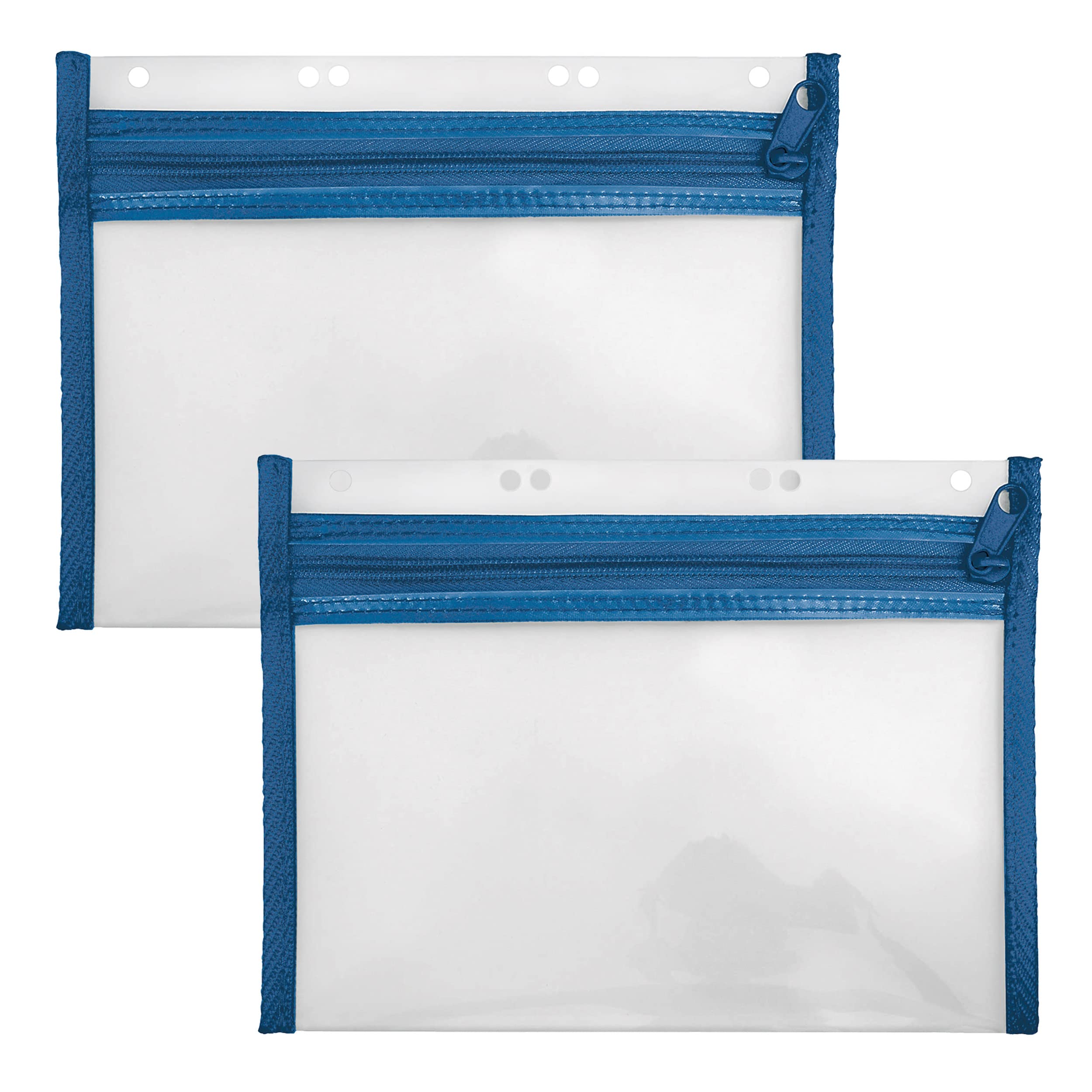 Veloflex A435005 - Document Wallet with Zip, Pack of 2, DIN A5, Fileable, Blue, Velobag XXS, Zip Pocket