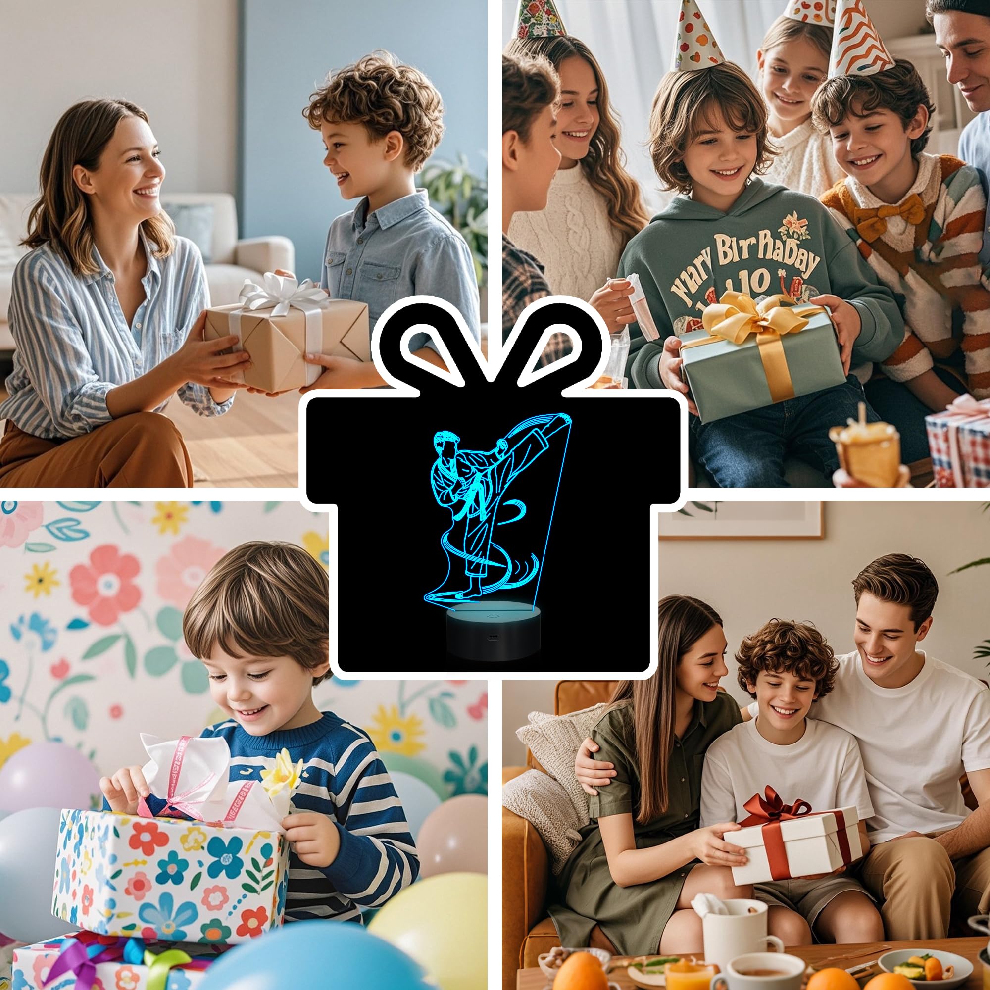 Ammonite Karate Nachtlicht, Karate Spieler 3D Lampe 16 Farben wechselnd mit Fernbedienung und Timer, Männer Karate Dekoration Licht Geburtstag Weihnachten Geschenke für Kinder Jungen Sport Fan 6