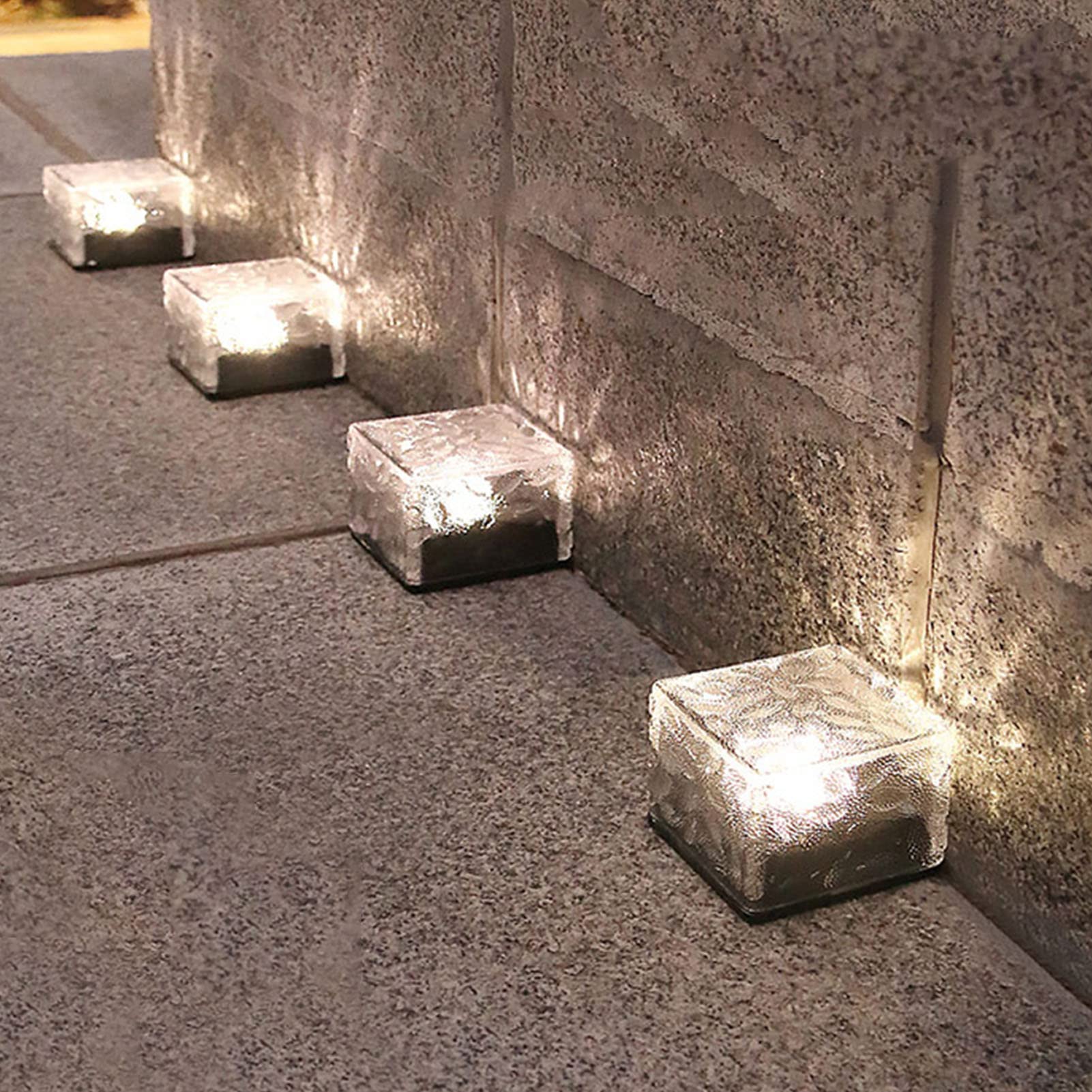 Alvinlite Solar Ground Lights Outdoor, Waterproof Paving Lights for Landscape, Ice Cubes, Solar Bricks for Garden, Patio, Driveway, Lawn (Cold Light)