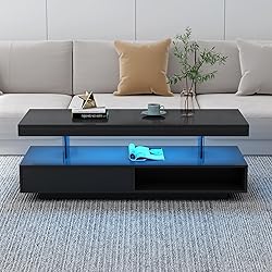 Merax Modern Center Coffee Table with 2 Storage