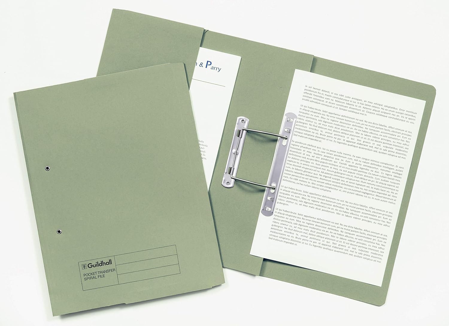 Exacompta, Ref 347-GRNZ, Guildhall, Pocket Spiral File, 285gsm Premium Heavyweight Sprint Manilla, 355 x 250mm