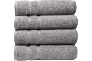 SOFE HOME AND LIVING SOFE H&L | Olea Luxury Cotton Turkish Bath Towels Set of 4 Cool Gray | Premium, Soft, Durable, Absorbent | Hotel Quality Plush Towels and Thick Towel Sets