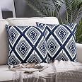 Alysheer Checkered Embroidered Throw Pillow Covers, Set Of 2 (18x18 Inch), Farmhouse Cotton Canvas For Sofa & Bed - View #4