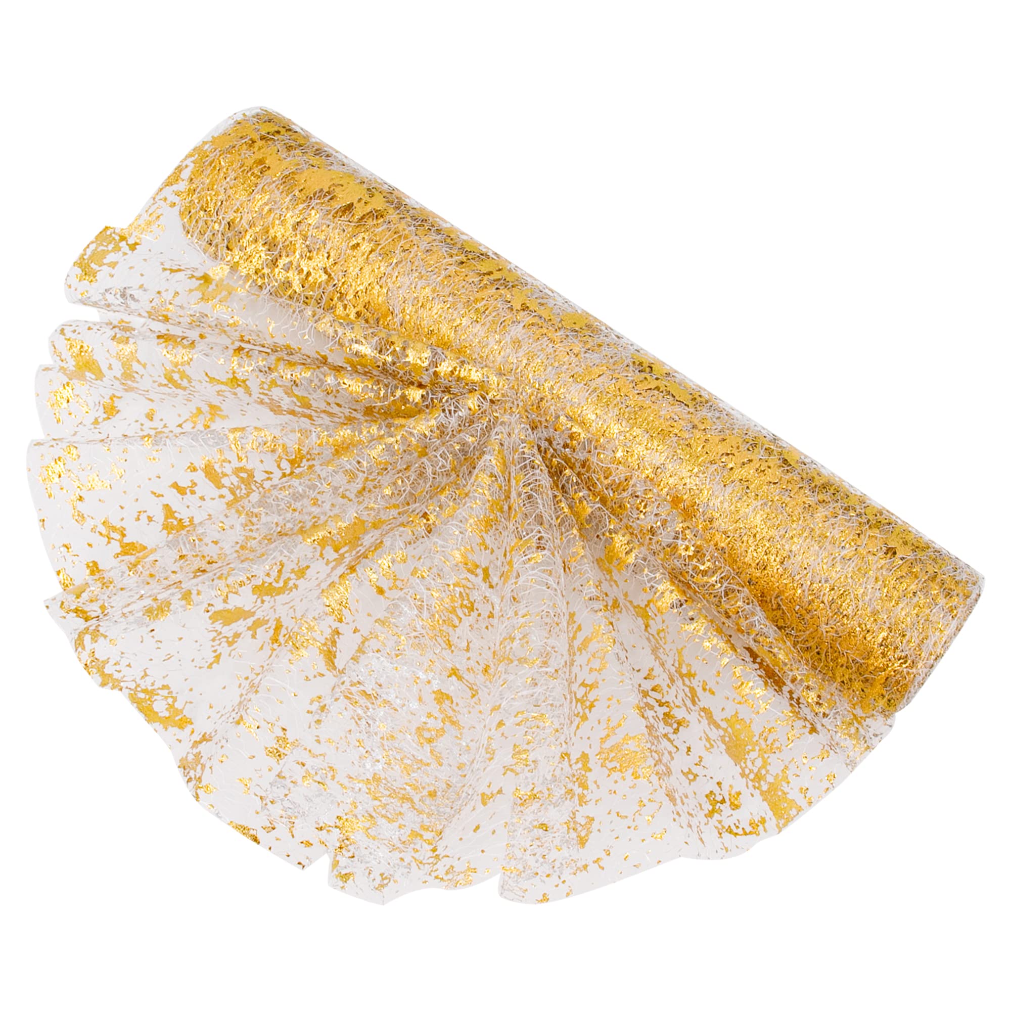 Time to Sparkle Table Runner with Gold Foil 29cm x 10M Sparkling Tulle Roll Gift Floral Wrapping Paper Rolls Glitter Table Decoration for Holidays Wedding Parties and Everyday Decoration (Gold)