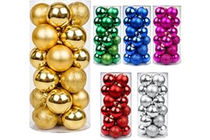 KPNUWN 24ct Gold Christmas Ball - 1.18 Inch Shatterproof Christmas Tree Decoration Ornaments Hanging Ball for Xmas Tree, Holiday, Wedding, Party