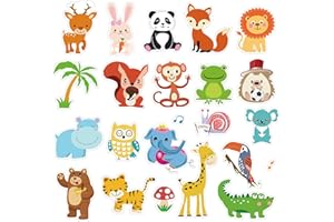 Hianjoo 23 PCS Jungle Animals Gel Clings Window Clings for Kids Toddlers and Adults, Reusable Removable Window Decals Stickers for Bedroom Classroom Supplies Decorations