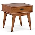 SIMPLIHOME Draper SOLID HARDWOOD 22 inch Wide Rectangle Mid Century Modern End Table in Teak Brown for the Living Room and Bedroom