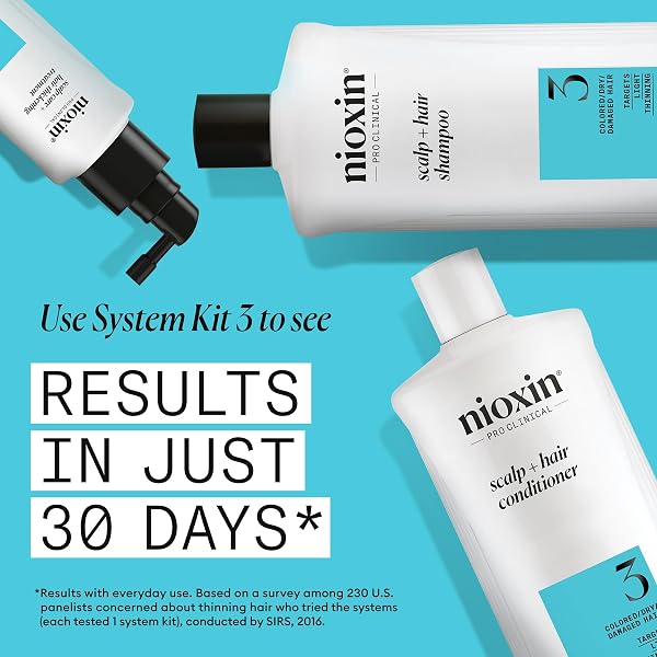 NIOXIN SYSTEM 3 SCALP + HAIR SHAMPOO | FOR COLORED OR DAMAGED HAIR WITH LIGHT THINNING | WITH NIACINAMIDE AND BIOTIN | 33.8 FL OZ.