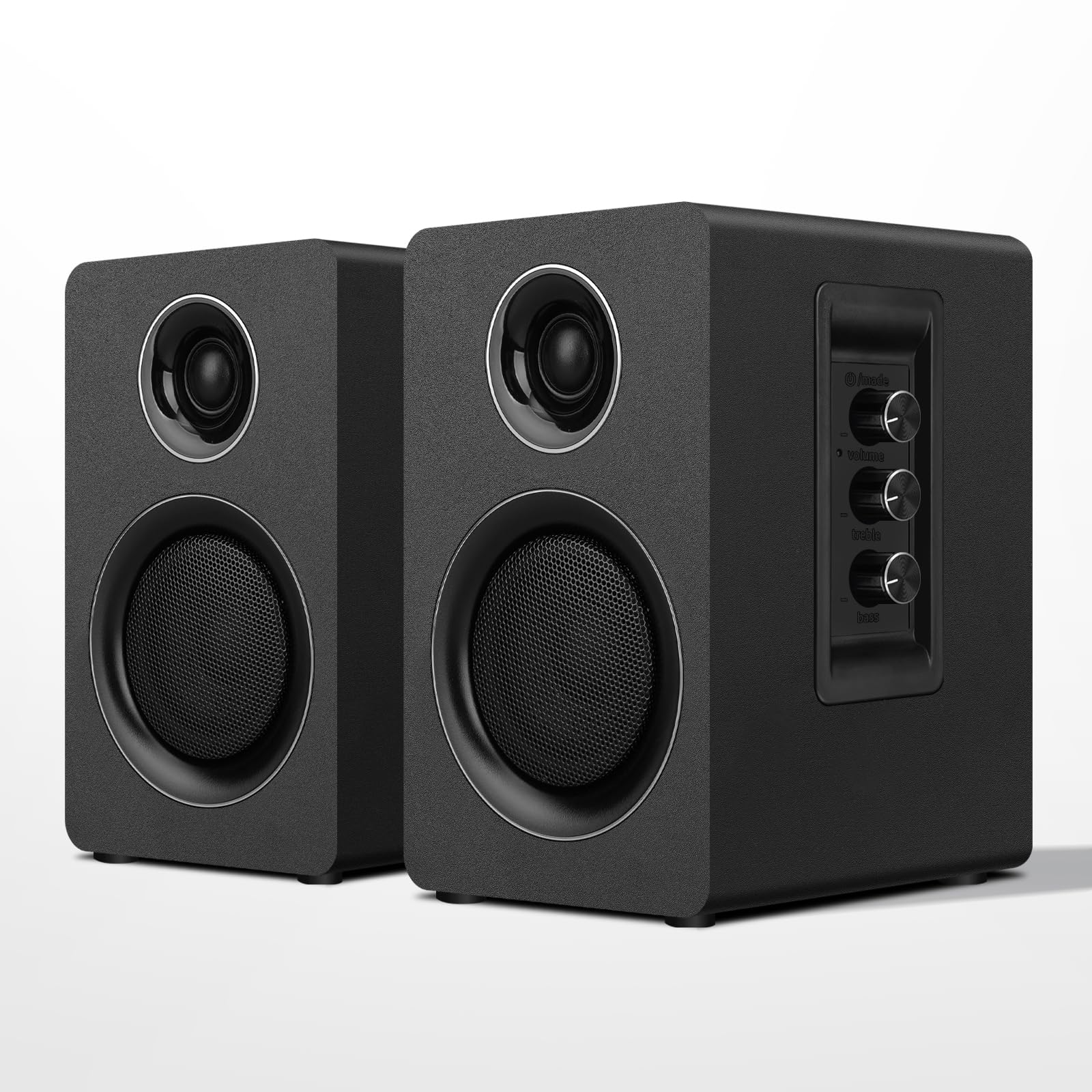Photo 1 of Computer Speakers for Desktop PC, Active Bookshelf Speaker with 3‘’ Carbon Fiber Woofer and Silk Film Tweeter ,Supports Bluetooth 5.3, USB-C, AUX/RCA Input for Record Player TV - Black Stereo Set