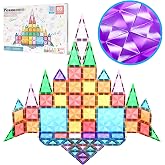 PicassoTiles 80 PCs Magnetic Tiles Travel Size Mini Version Building Block Construction Set for Kids Great Gift Ages 3+ Boys &amp; Girls Preschool Kindergarten Montessori Playing Toys Stacking Fun PTM80