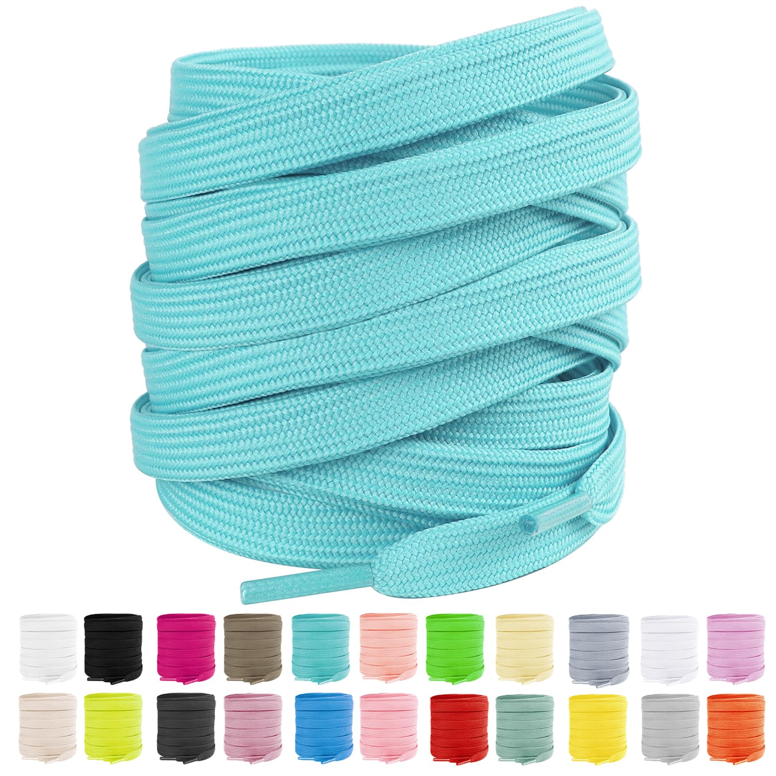 LUOFMISS 2 Pairs Flat Shoe Laces 5/16" Athletic