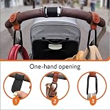 Baby Uma Leather-Style Buggy Clips 2 Pack Universal Pram Clips Camel view 5
