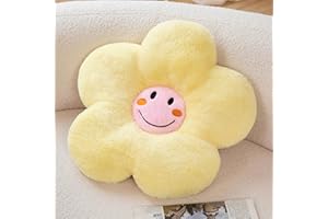 AmyToo 17” Yellow Flower Pillow Flower Shaped Throw Pillow Colorful Smile Daisy Flower Pillows Seating Cushions for Adults Kids Throw Pillows Couch Decor