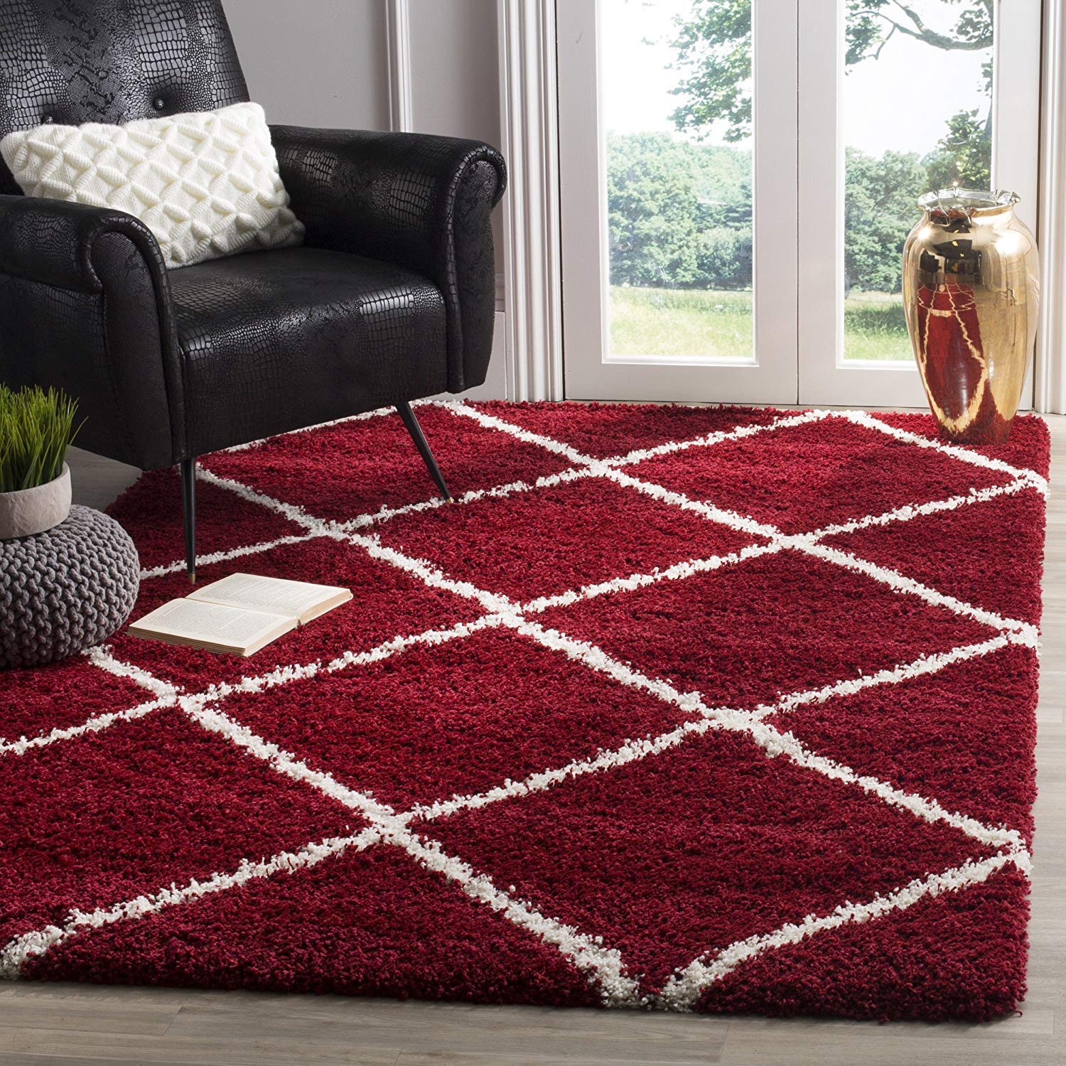 Buy AKIRA CARPETS Handmade Super Soft Geometric Plush Shaggy Carpet for