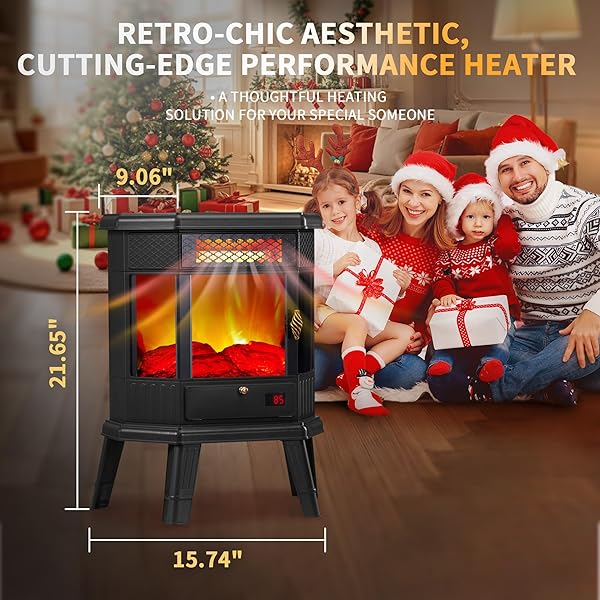 REALSMART ELECTRIC FIREPLACE HEATER 22 IN FREESTANDING FIREPLACE STOVE INFRARED FIREPLACE WITH 3D FLAME EFFECT REMOTE CONTROL, TIMER, OVERHEATING PROTECTION HEATER FOR INDOOR USE BROWN