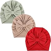 AQOKKA Newborn Baby Girl Hats with Bow Toddler Infant Beanie Cap Newborn Hospital Hats for Baby Girl Kid 0-12 Months