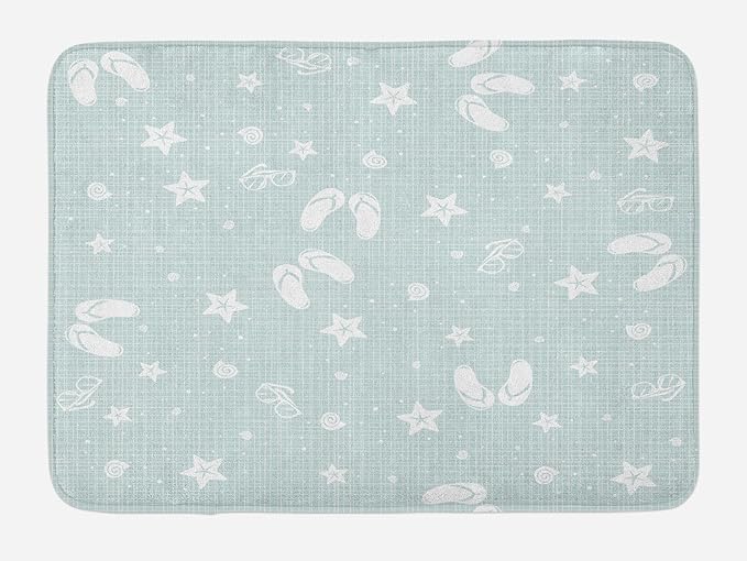 Ambesonne Aqua Bath Mat, Beach Theme Design Shells