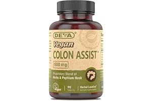 DEVA Vegan Colon Assist – Tablets with Magnesium, Triphala, Psyllium Husk, Senna, Cinnamon and More, 90 Count