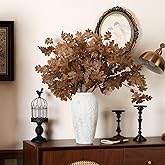 Wavwavw 6 Pcs 6 Pcs 32in Artificial Fall Thanksgiving Faux Oak Branch Fake Oak Faux Fall Leaves Table Centerpieces Artificial Long Stem Greenery Foliage Farmhouse Autumn Home Decor (Brown)