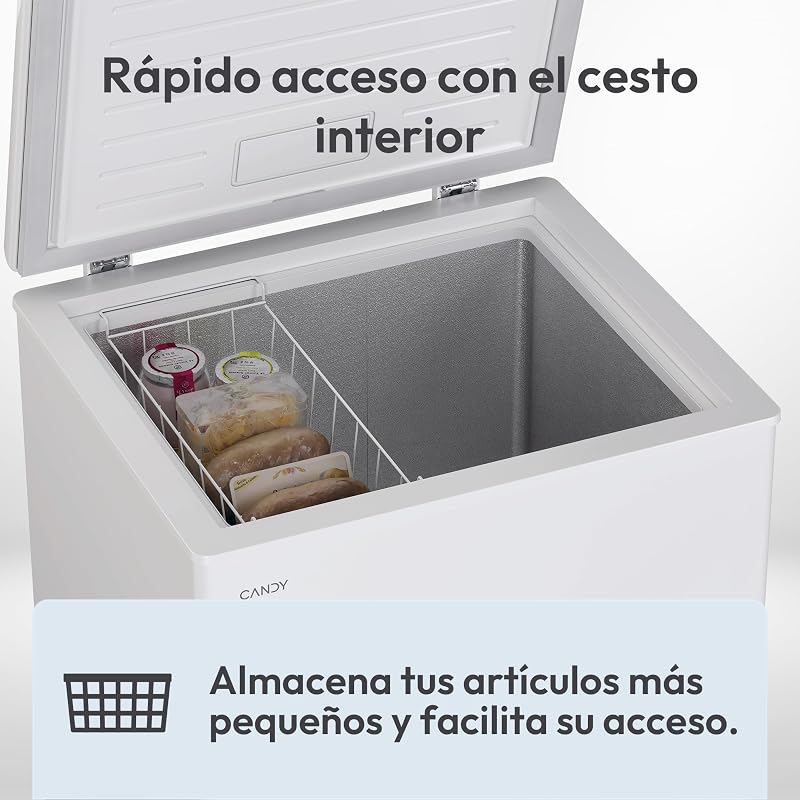 CCHH 145E, Congelador Arcón Horizontal, Ancho 70CM, 137L, Tecnología Estática, 1 Cesto, Control Electrónico Externo, Indicador de Temperatura, Alarma Aumento de Temperatura, 39DB, Blanco