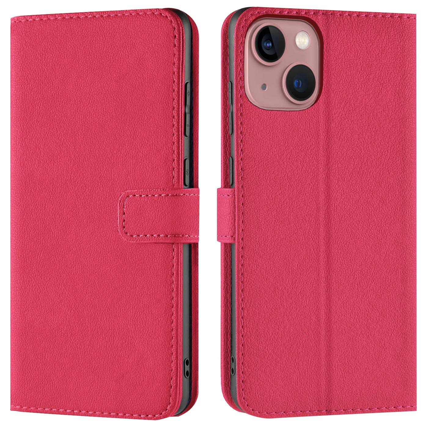 Verco Wallet Case for iPhone 13 Book Cover with Magnetic Closure compatible with Apple iPhone 13 Flip Case with Card Slots Faux Leather 6.1 inch - Pink