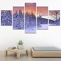 SIGNWIN 5 Panel Canvas Wall Art Modern Art Forest Multicolor Photography Relax/Calm Romantics Scenic for Home Decorations Ready to Hang - 60