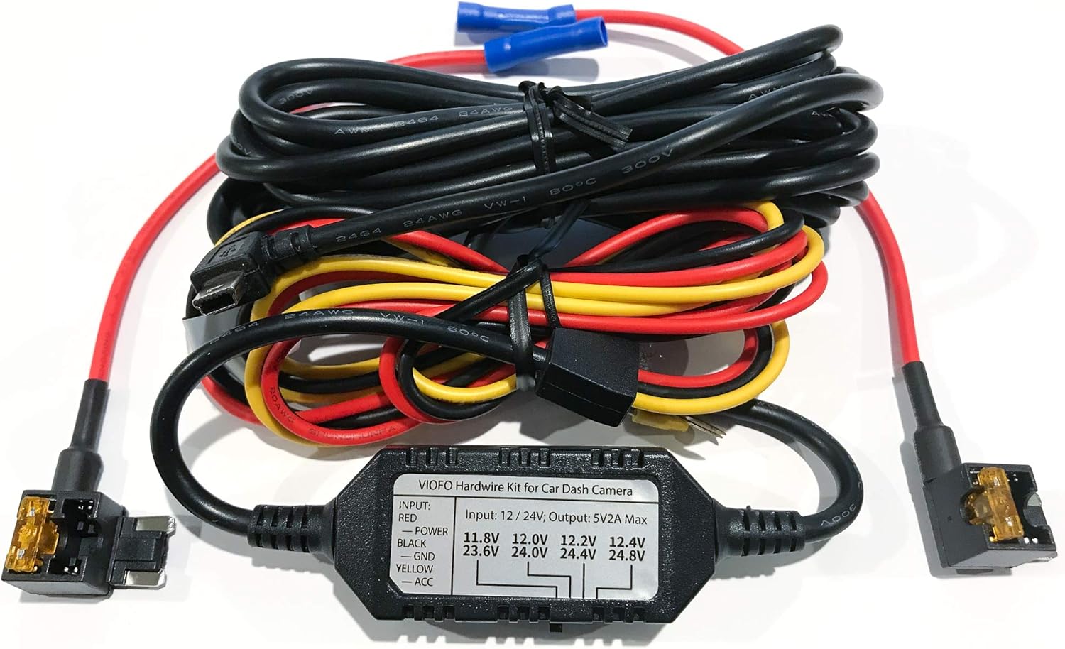 Viofo 3-Wire Hardwire Kit for The A119V3 and A129 Dash Camera with Low Profile (Micro) Fuse Taps