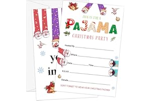 Beshoul Christmas Party Invitations with Envelopes (25-Count) - Pajamas Party Invite Cards for Bridal Shower Baby Shower Birthday Party Celebration Supplies - C08