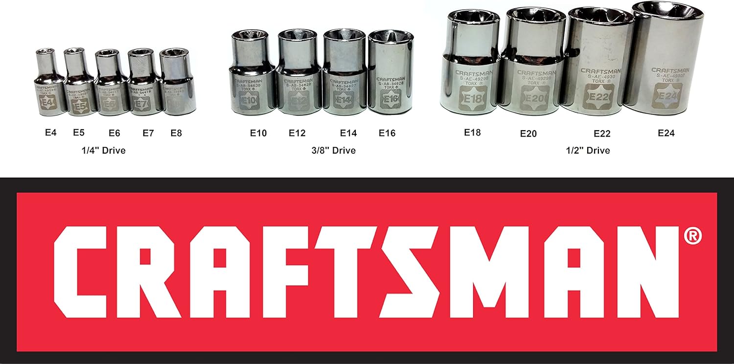 Craftsman 13 Piece 1/4", 3/8" and 1/2" Drive External Torx Socket Set