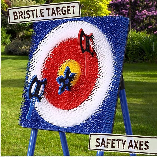 STIATU AXE THROWING BRISTLE TARGET WITH 8 THROWING AXES SET,AXE THROWING GAME FOR BACKYARD, INDOOR &OUTDOOR,YARD GAMES,CARNIVAL GAMES