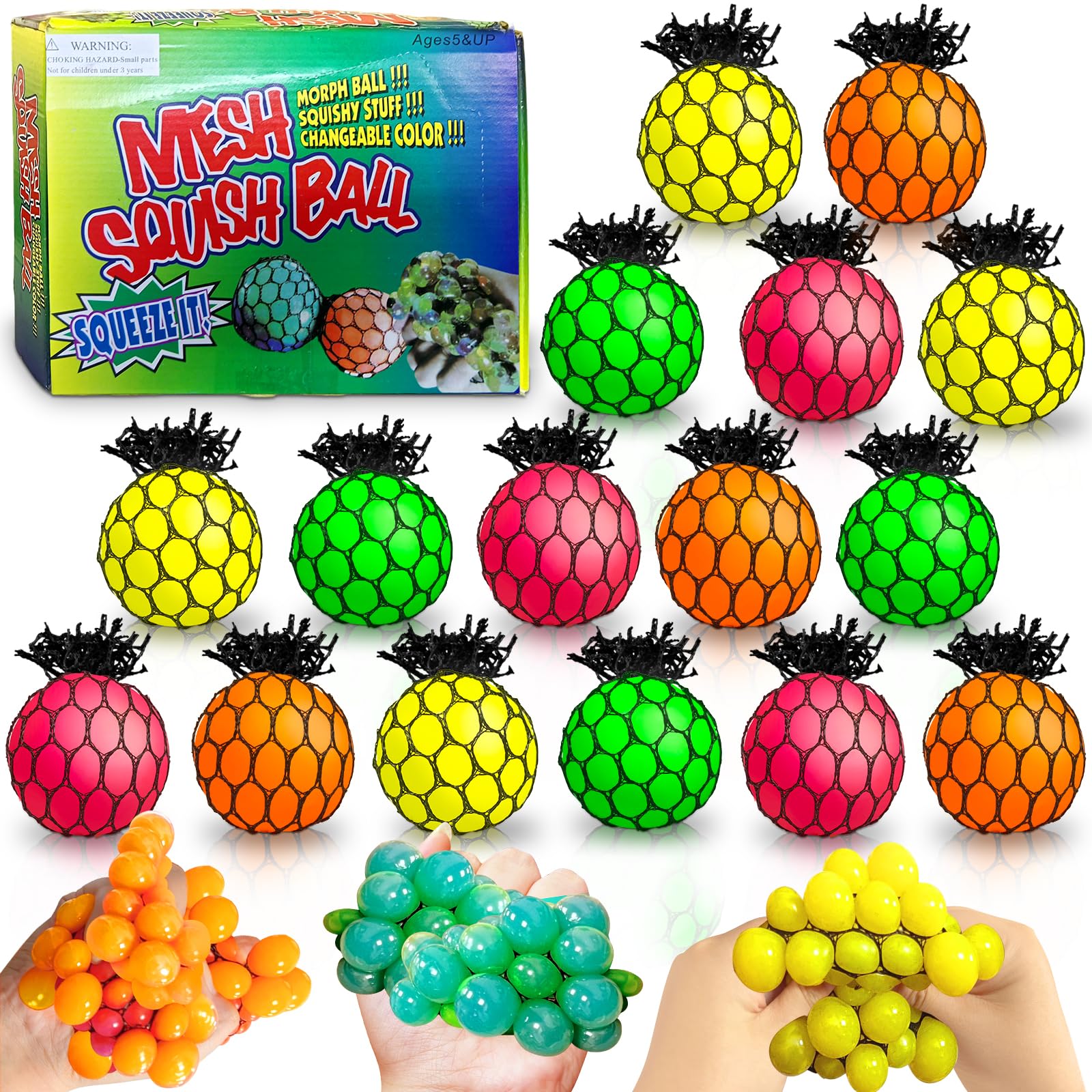 24 Pack Stress Balls Set Fidget Toys, Squishy Squeeze Balls Bulk ...