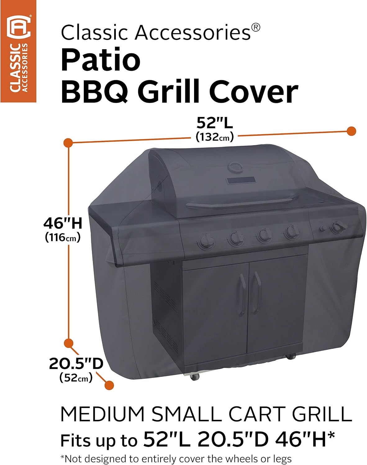 Classic Accessories 55-305-370401-00 Grill Cover, Black, Medium/Small - Image 4