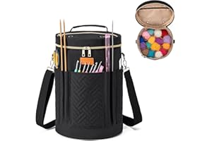 Mecozone Crochet Bag, Yarn Bag Storage Organizer for Crochet Accessories, Knitting Bag for Womens Girls Crocheting On The Go, Crochet Gifts For Crocheters, Black