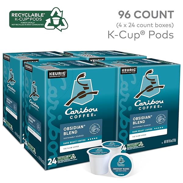 CARIBOU COFFEE OBSIDIAN KEURIG SINGLE-SERVE K-CUP POD, MEDIUM ROAST COFFEE 24 CT