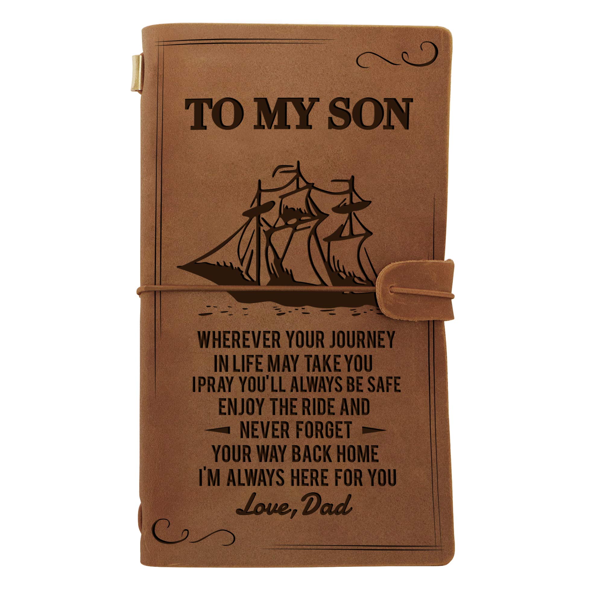 Kenon Engraved Leather Notebook To My Son From Dad - Hand-Crafted Genuine Leather Journal for Writing, Poets, Travelers, as a Diary or Life Planner - For Son Birthday Anniversary Day
