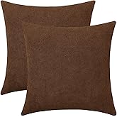 Jeneoo Pale Brown Decorative Cozy Throw Pillow Covers Soft Chenille Square Coffee Couch Cushion Case for Home Sofa Decor (Set of 2, 18 x 18 Inches)