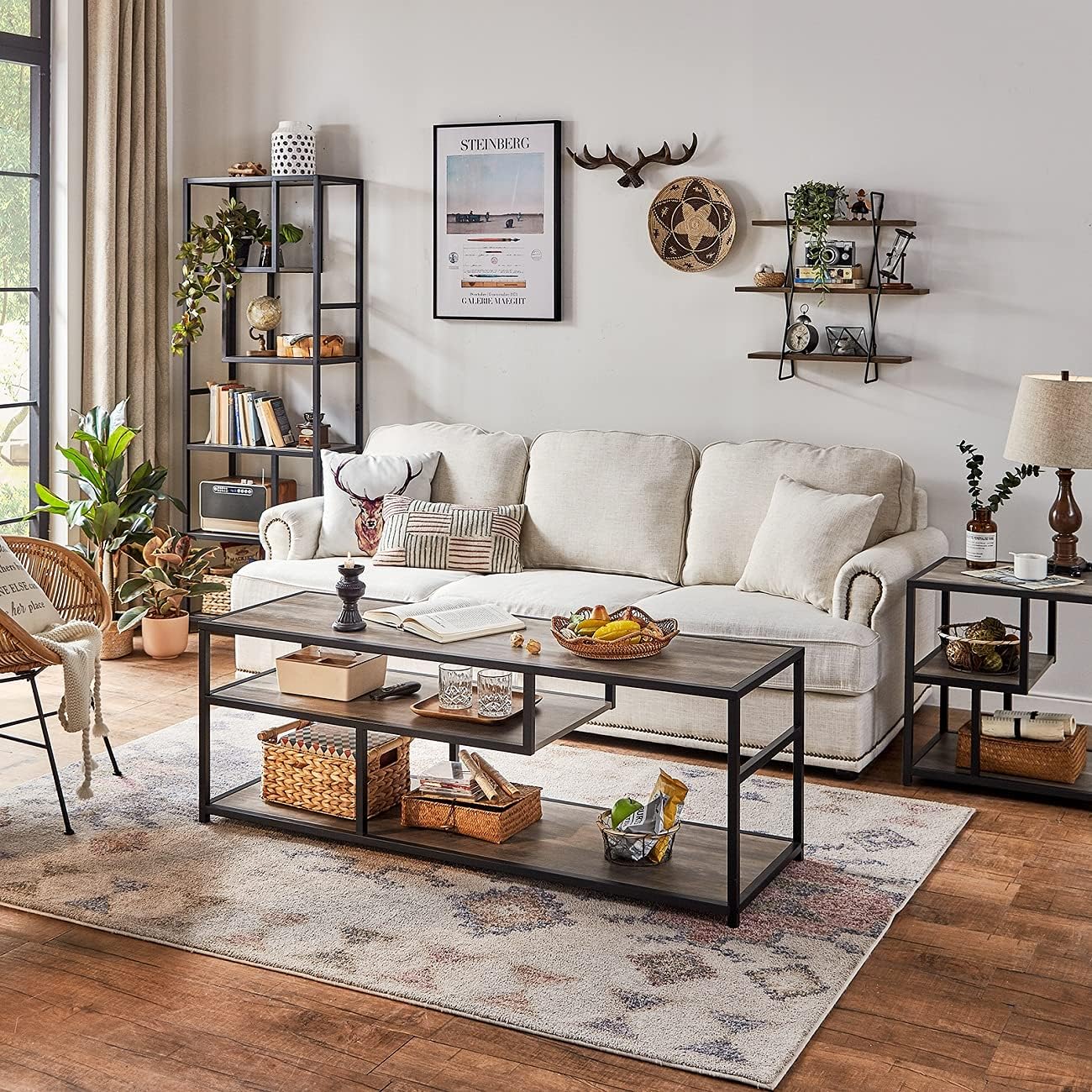 Linsy Home Coffee Table, Wood TV Stand with Storage Shelf for Home, Office, Hotel: Kitchen & Dining