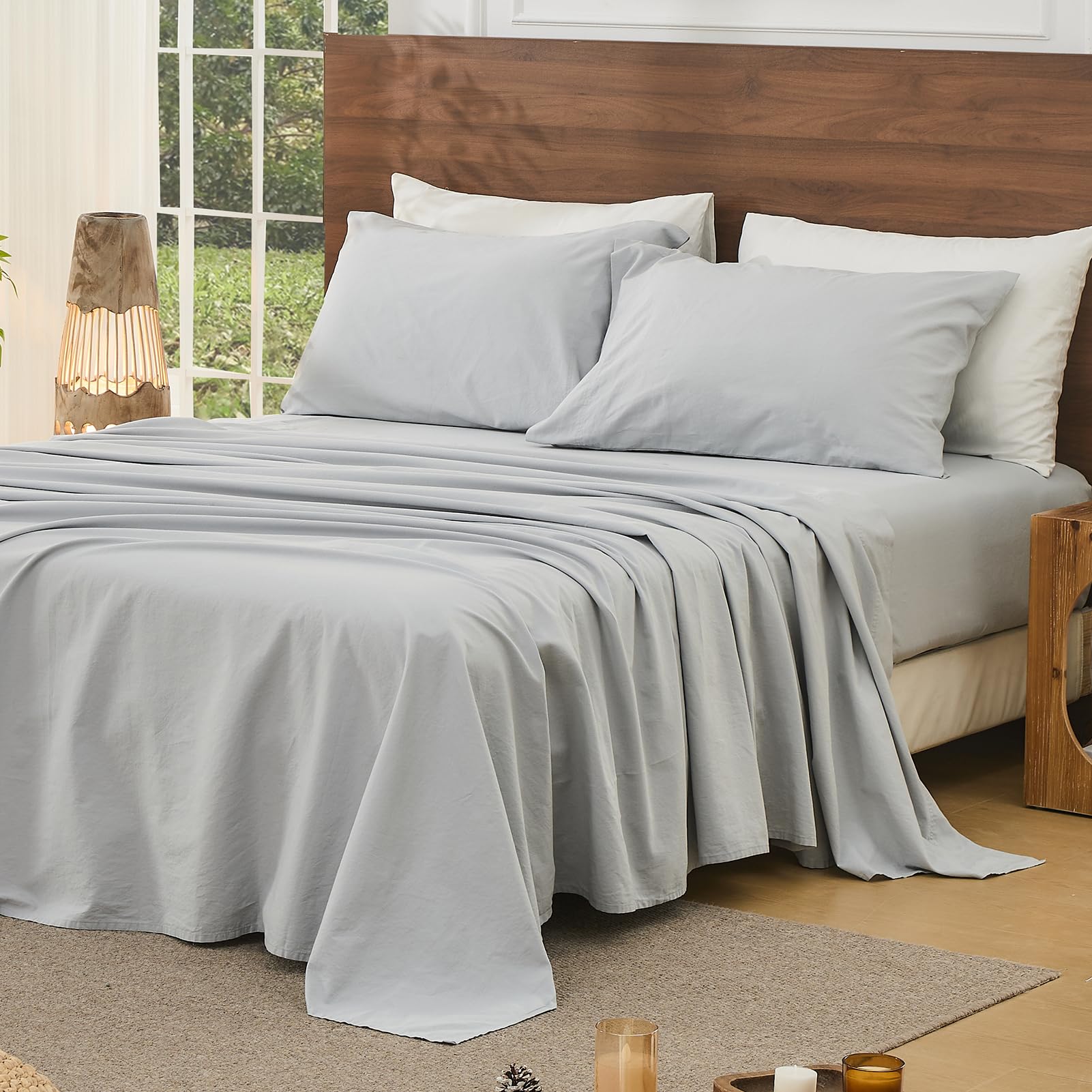 Bedlifes 100% French Pure Linen Sheets Queen Size
