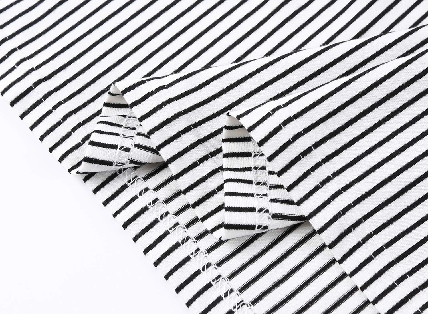 MEROKEETY Women's 3/4 Balloon Sleeve Striped High Waist T Shirt Midi Dress with Pockets at  Women’s Clothing store
