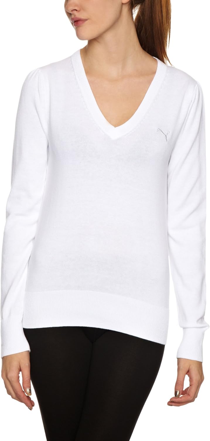 Nike Puma Women's Golf V-Neck Sweater - White, UK 8: Amazon.co.uk: Clothing